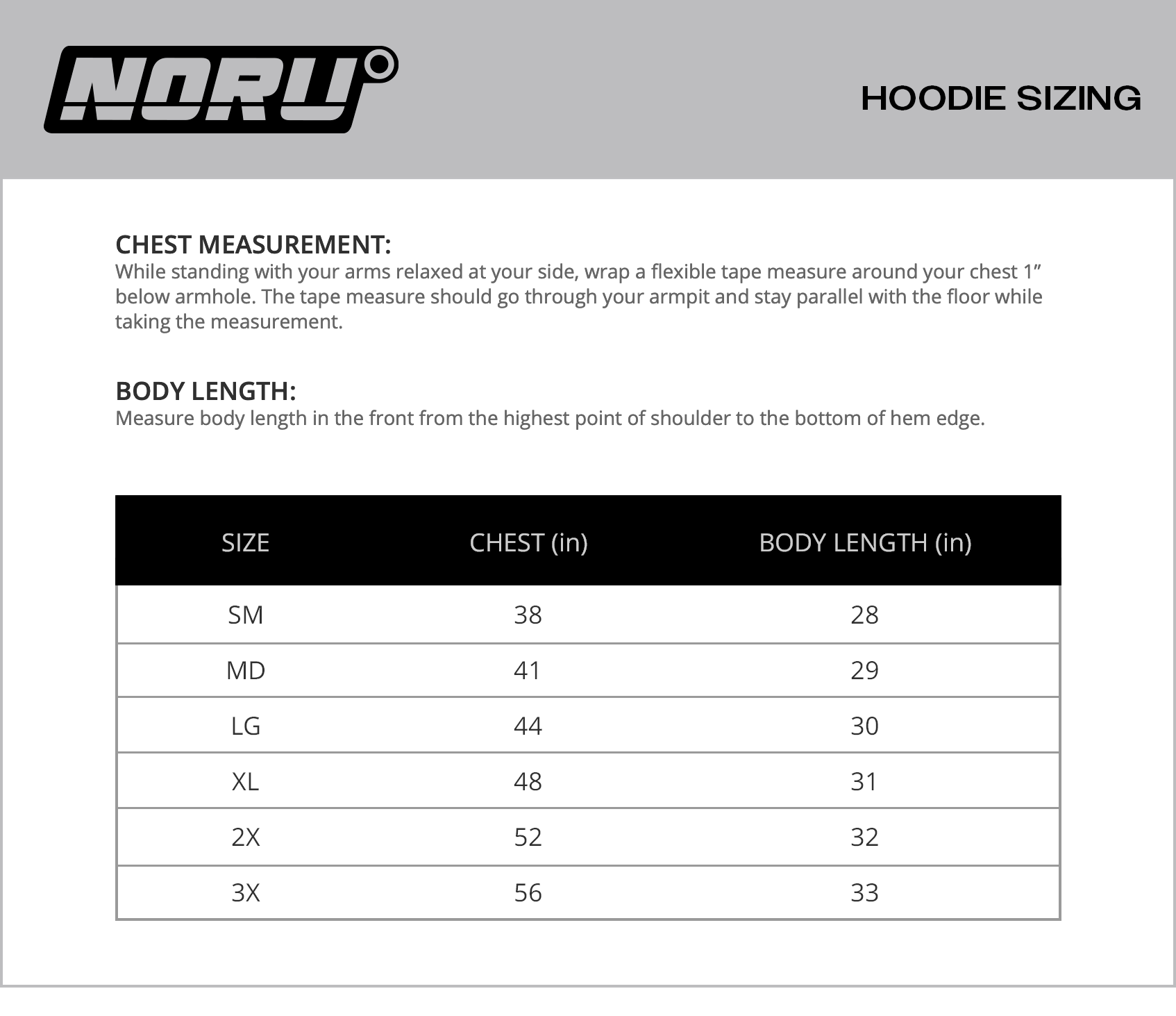 size chart