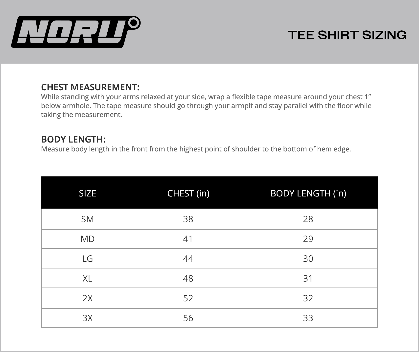 size chart